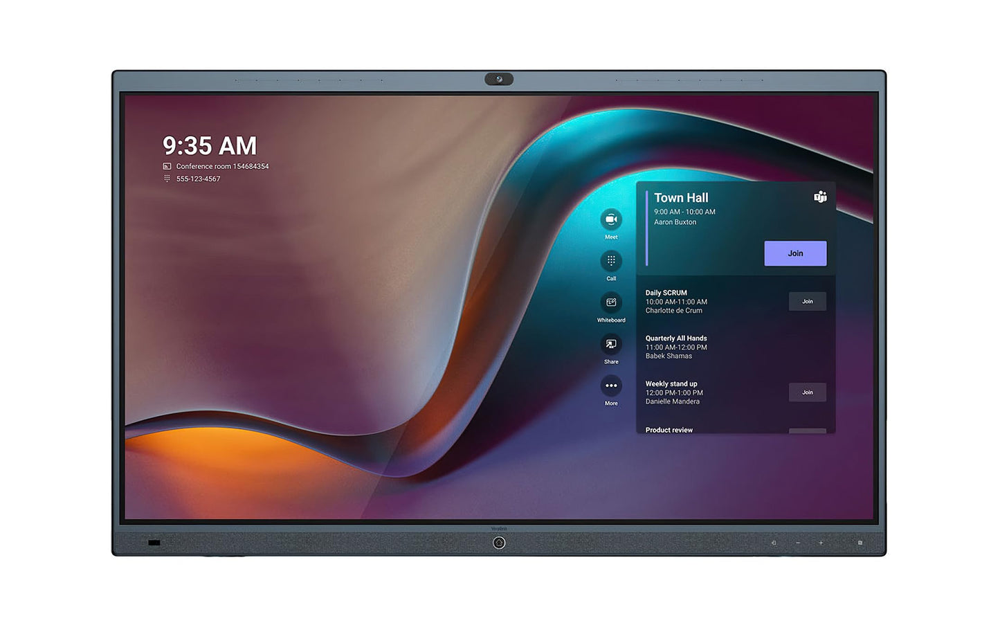 Yealink MeetingBoard Écran plat interactif 165,1 cm (65") LED WiFi 4K Ultra HD Noir Écran Tactile Intégré Dans le pr