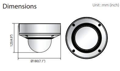 HANWHA | XNV-6081Z | 2MP Vandal-Resistant Outdoor Network Dome PTRZ Camera, 2.8~12mm (4.3X) Motorized varifocal Lens with PTRZ, IP67, Weatherproof, RJ45 Connection