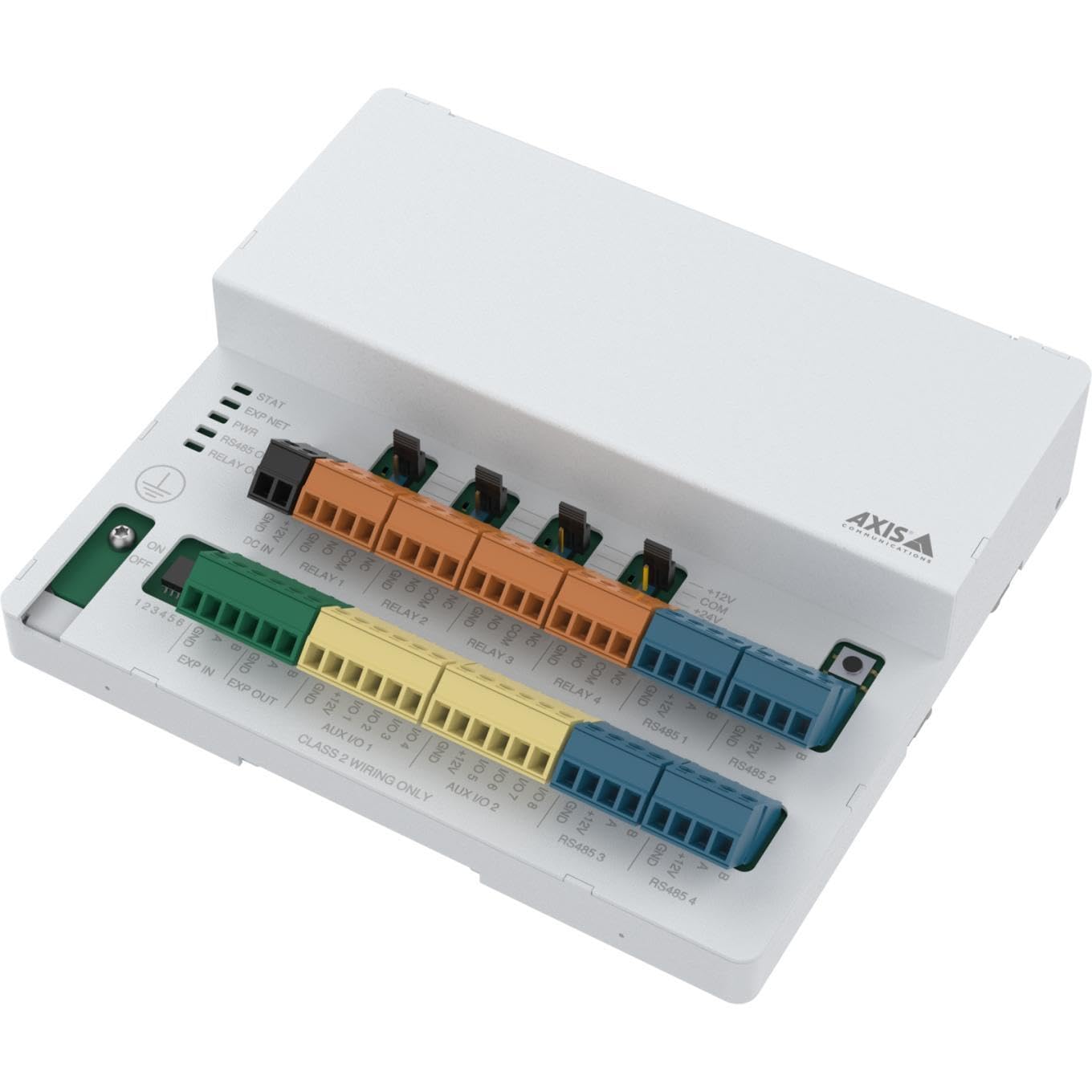 AXIS A9910 I/O Relay Expansion Module Featuring Multi-Drop Technology, It's Possible to Connect up to 16 AXIS A9910 I/O Relay Expansion Modules to one AXIS A9210 Device.