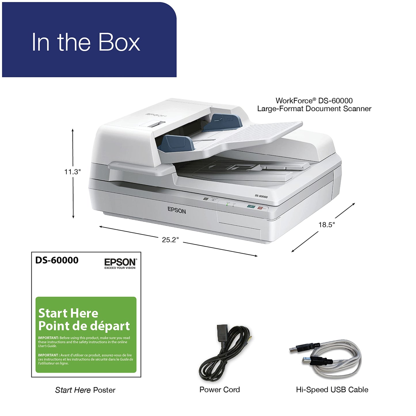 Epson Workforce DS-60000 Large Format Color Document Scanner (B11B204221)