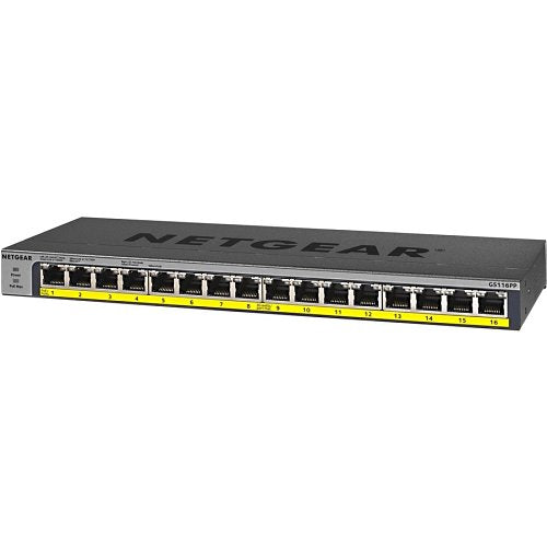 Netgear Netgear GS116PP 16-Port Gigabit Ethernet High-Power Unmanaged PoE+ Switch with FlexPoE (183W)