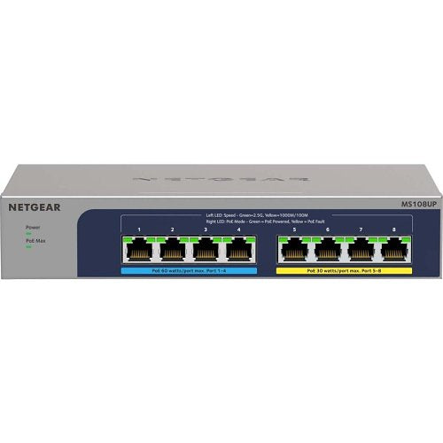 Netgear Netgear MS108UP 8-port Multi-Gigabit 2.5G Ultra60 PoE++ Ethernet Unmanaged Switch