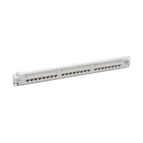 Eaton Tripp Lite N252-P24-WH 24-Port Cat6 Patch Panel, 4PPoE Compliant, 110/Krone, 568A/B, RJ45 Ethe