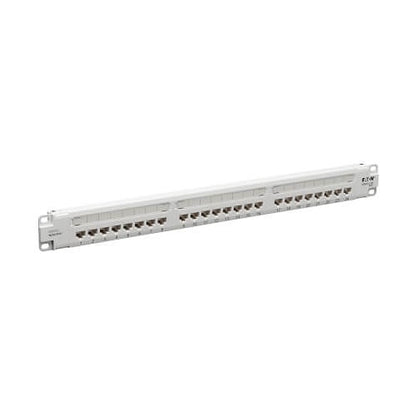 Eaton Tripp Lite N252-P24-WH 24-Port Cat6 Patch Panel, 4PPoE Compliant, 110/Krone, 568A/B, RJ45 Ethe