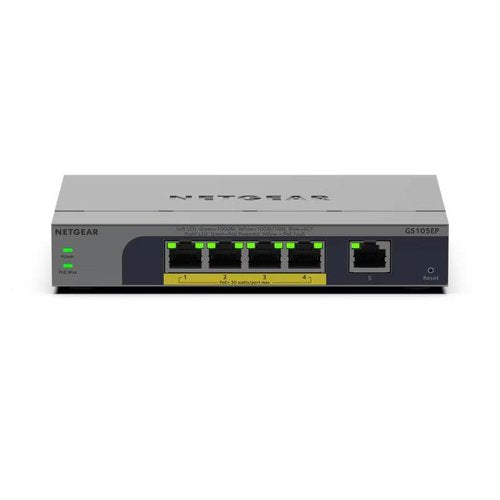 Netgear GS105EP-100NAS 5-Port Gigabit Ethernet Easy Smart PoE+ Switch, 63W