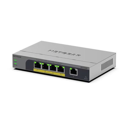 Netgear GS105EP-100NAS 5-Port Gigabit Ethernet Easy Smart PoE+ Switch, 63W
