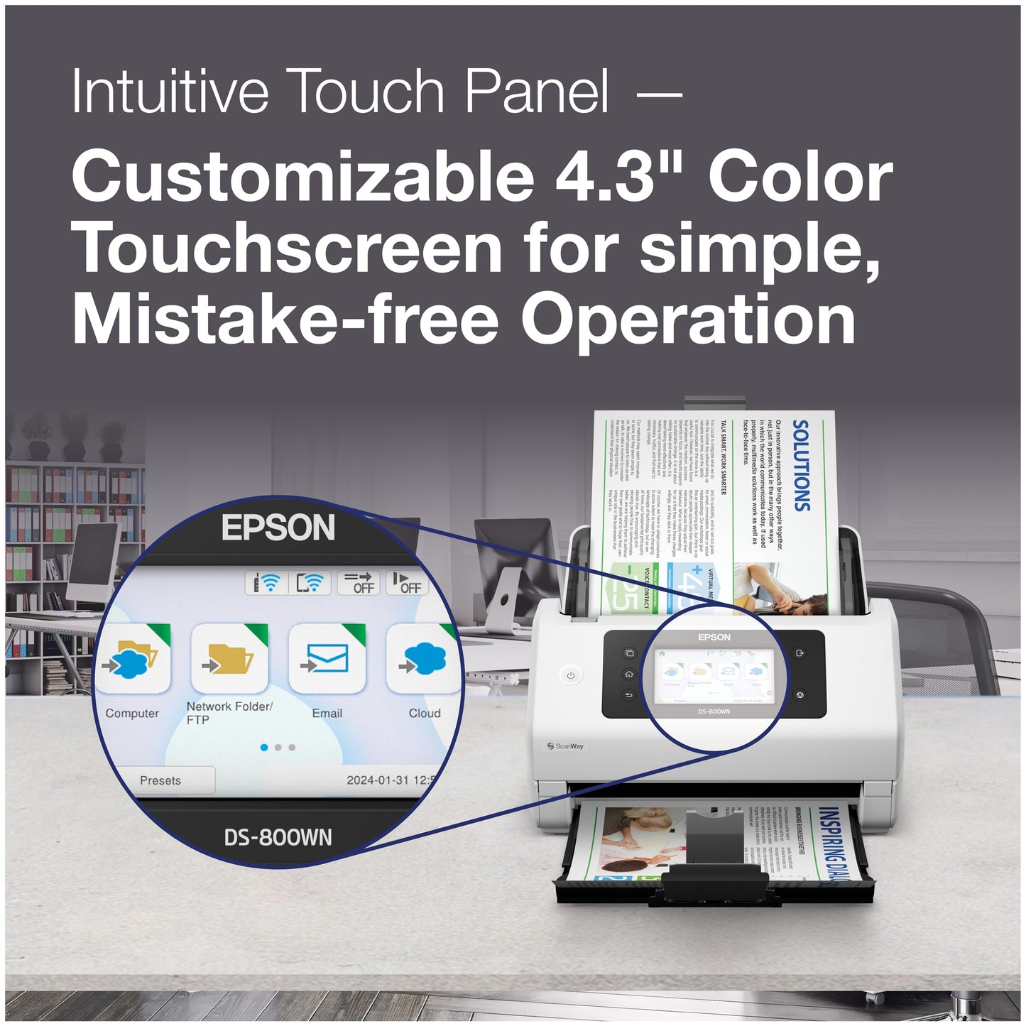 Epson DS-800WN EdgeLink Wireless Network Color Document Scanner