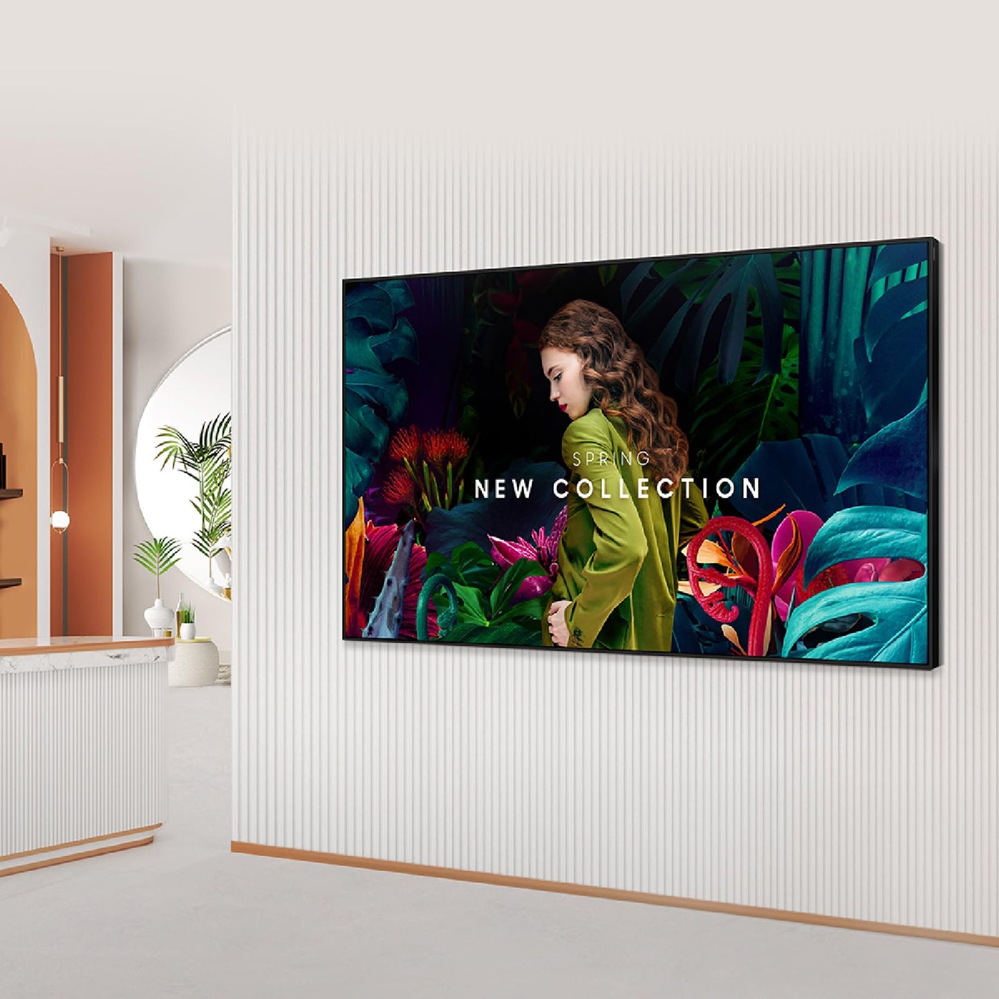 SAMSUNG Commercial UHD Signage, 28.5mm Depth, Dynamic Crystal Color, Quantum Processor Lite 4K, Ultra Slim Depth, Home UI, Centered VESA Holes, 3-Year Warranty