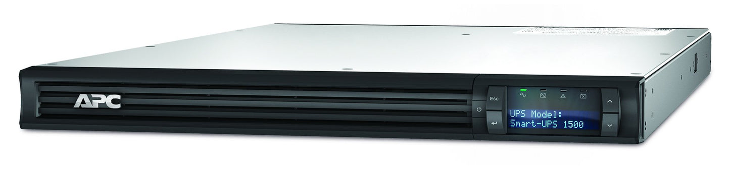 APC Smart-UPS, Line Interactive, 1500VA, Rackmount 1U, 230V, 4x IEC C13 outlets, SmartSlot, AVR, LCD - 1U Rack-mountable - 4 Hour Recharge - 5 Minute Stand-by - 230 V Input - 230 V AC Output - Sine Wa